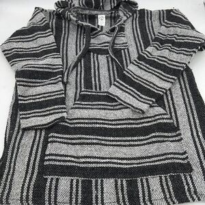 Delmex Baja Shirt Mens XL Poncho Baja Hoodie Mexican Made Grey Black